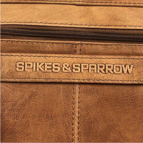 Spikes & Sparrow Noah Brandy Brown Leather Crossbody Messenger Bag Laptop Travel - Picture 4 of 12